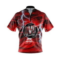 DV8 Electrical Tornado Red Quick Ship CoolWick Sash Zip Bowling Jersey