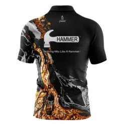 Hammer Onyx Gold Quick Ship CoolWick Sash Zip Bowling Jersey -Bowler Smart Shop hammer Onyx Gold BACK