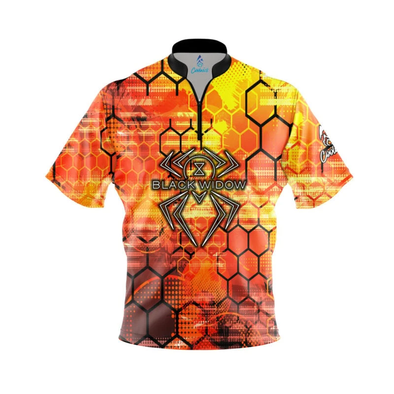 Hammer Black Widow Fire Honeycomb Quick Ship CoolWick Sash Zip Bowling Jersey 3 Hammer Black Widow Fire Honeycomb Quick Ship CoolWick Sash Zip Bowling Jersey