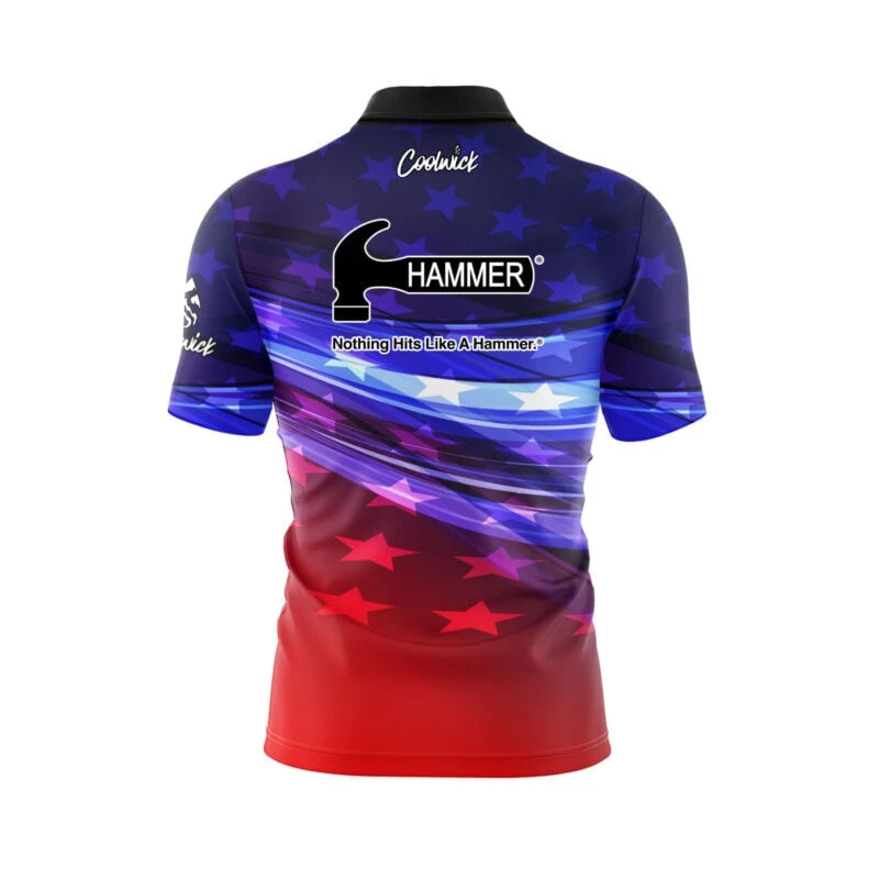Hammer Glory Quick Ship CoolWick Sash Zip Bowling Jersey 4 Hammer Glory Quick Ship CoolWick Sash Zip Bowling Jersey - Image 2