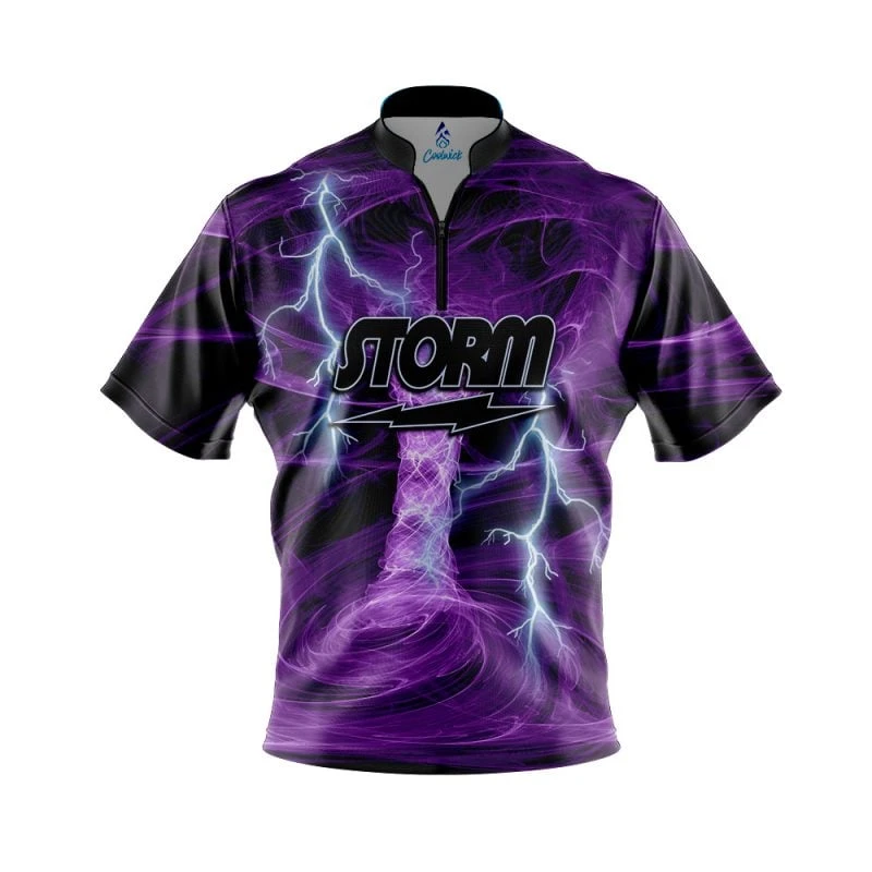 Storm Electrical Tornado Purple Quick Ship CoolWick Sash Zip Bowling Jersey 3 Storm Electrical Tornado Purple Quick Ship CoolWick Sash Zip Bowling Jersey
