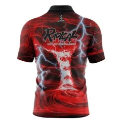 Radical Electrical Tornado Red Quick Ship CoolWick Sash Zip Bowling Jersey -Bowler Smart Shop radical Tornado Red Back