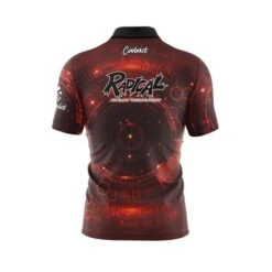 Radical Red Cyborg Quick Ship CoolWick Sash Zip Bowling Jersey -Bowler Smart Shop radical red cyborg back scaled 1