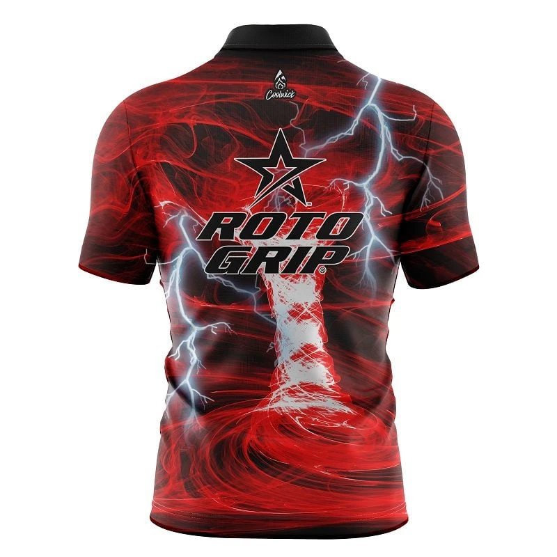 Roto Grip Electrical Tornado Red Quick Ship CoolWick Sash Zip Bowling Jersey 4 Roto Grip Electrical Tornado Red Quick Ship CoolWick Sash Zip Bowling Jersey - Image 2